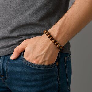 Tiger Eye Stone Beaded Stretch Bracelet Natural Stone Yellow Brown 8mm